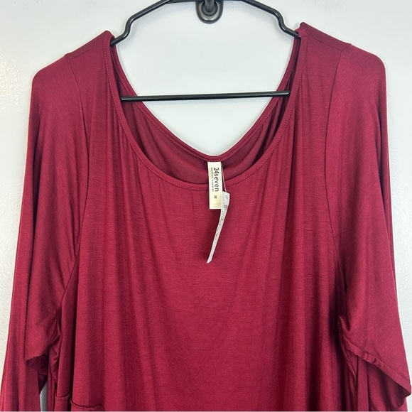 NWT 24seven 24/7 Dark Red Ruched Long Sleeve Swing Tunic Top Size 3X - Picture 4 of 10